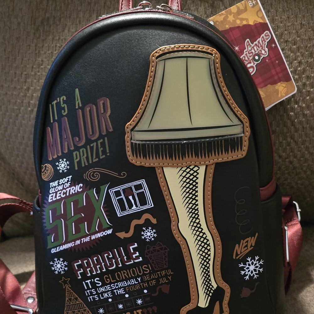 **NEW** Loungefly A Christmas Story Mini Backpack with Leg Lamp Design Lights Up